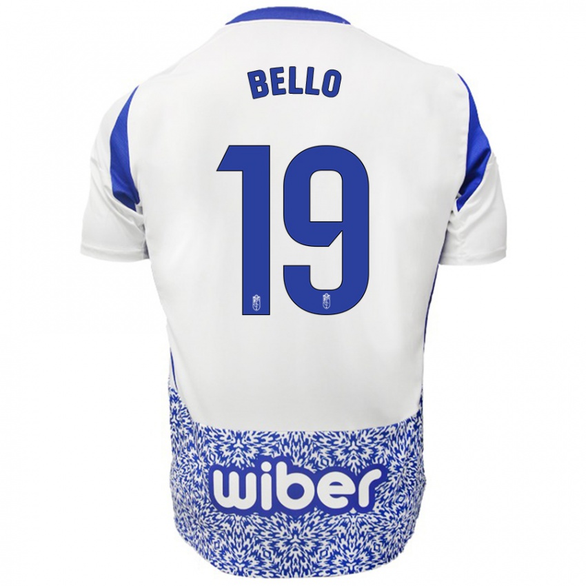 Niño Camiseta Eghosa Augustine Bello #19 Blanco Azul 2ª Equipación 2024/25 La Camisa