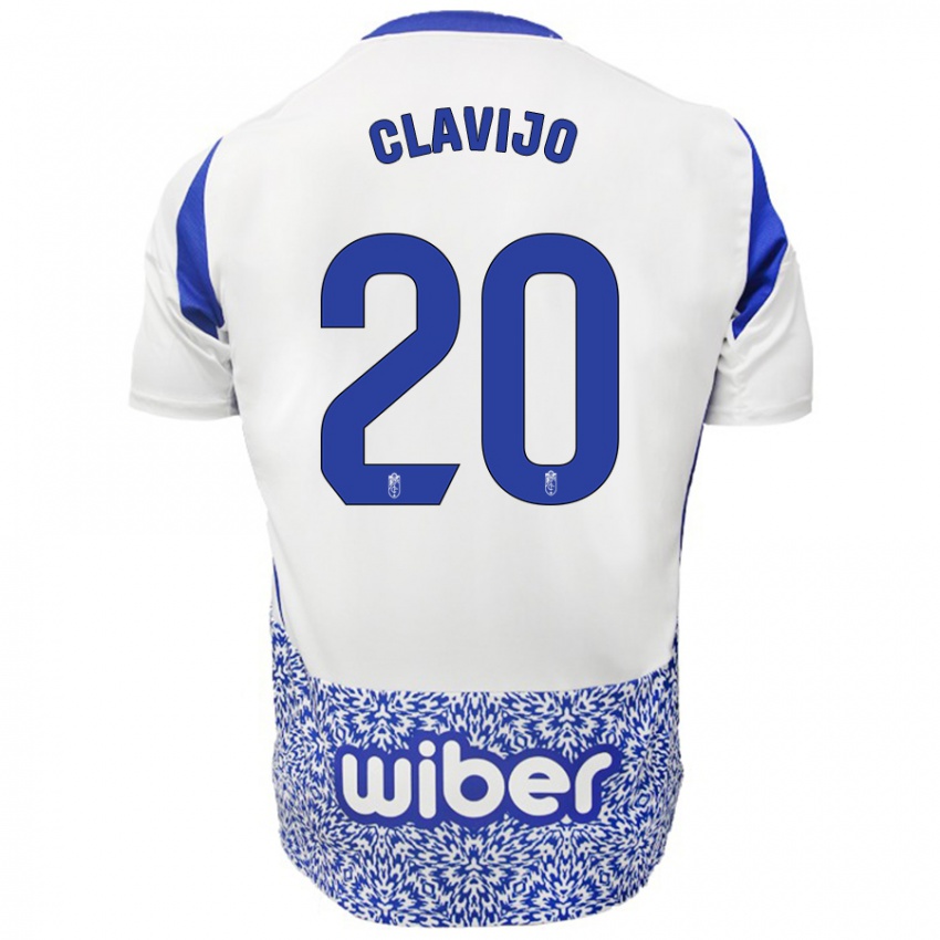 Niño Camiseta Dani Clavijo #20 Blanco Azul 2ª Equipación 2024/25 La Camisa