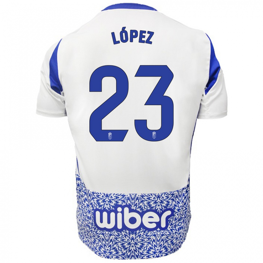 Niño Camiseta Diego López #23 Blanco Azul 2ª Equipación 2024/25 La Camisa