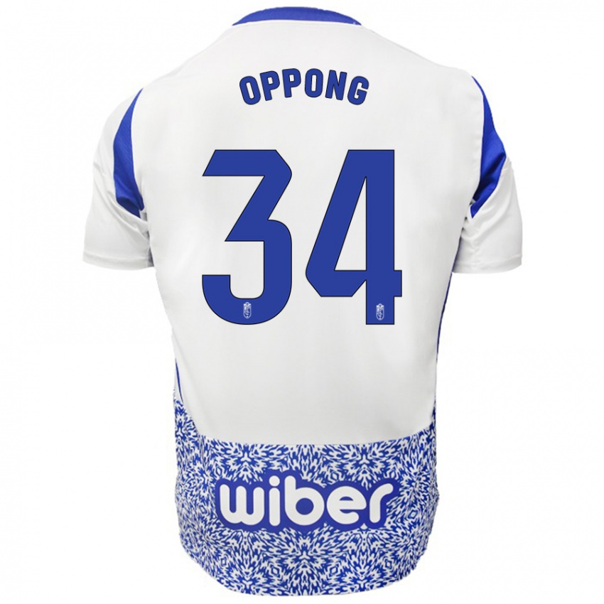 Niño Camiseta Oscar Naasei Oppong #34 Blanco Azul 2ª Equipación 2024/25 La Camisa