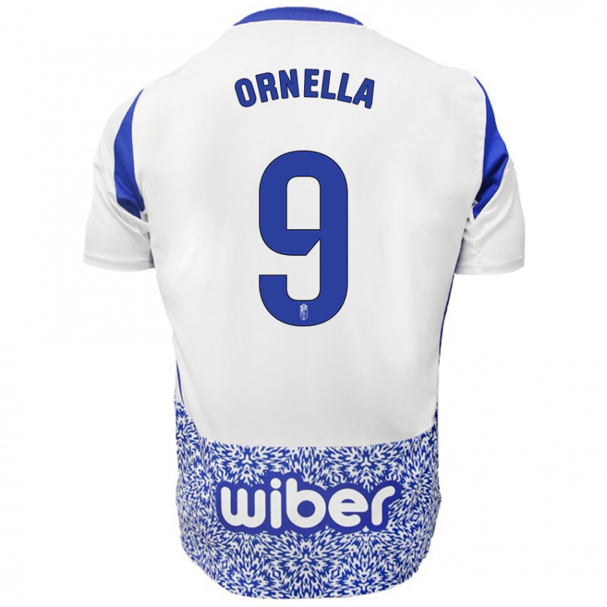 Niño Camiseta Ornella María Vignola Cabot #9 Blanco Azul 2ª Equipación 2024/25 La Camisa