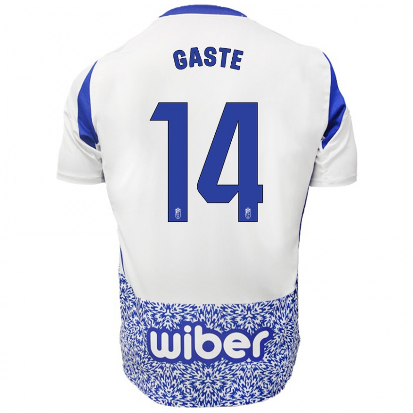 Niño Camiseta Gaste #14 Blanco Azul 2ª Equipación 2024/25 La Camisa