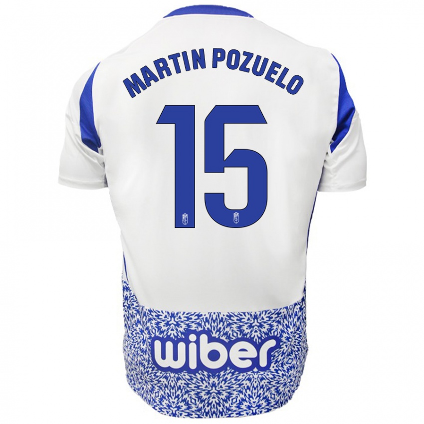 Niño Camiseta Esther Martin-Pozuelo #15 Blanco Azul 2ª Equipación 2024/25 La Camisa