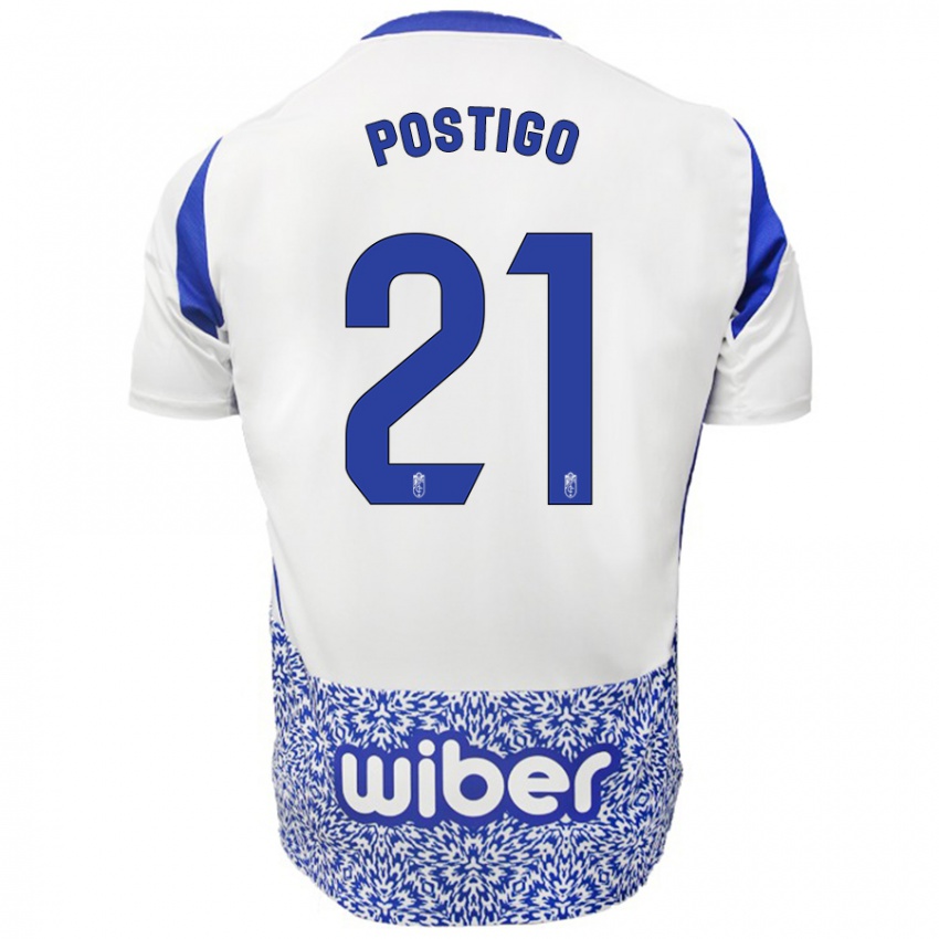 Niño Camiseta Postigo #21 Blanco Azul 2ª Equipación 2024/25 La Camisa