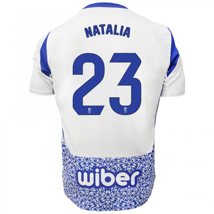 Niño Camiseta Natalia #23 Blanco Azul 2ª Equipación 2024/25 La Camisa