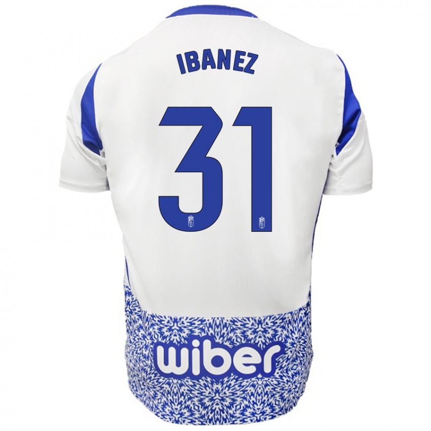 Niño Camiseta Alba Ibáñez #31 Blanco Azul 2ª Equipación 2024/25 La Camisa