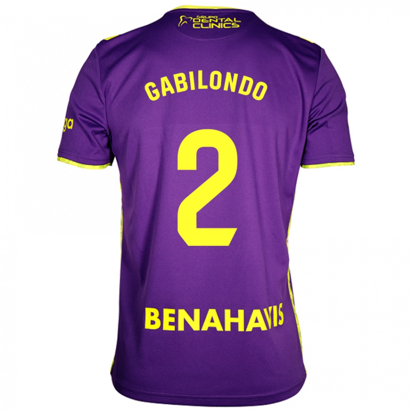 Niño Camiseta Jokin Gabilondo #2 Púrpura Amarillo 2ª Equipación 2024/25 La Camisa