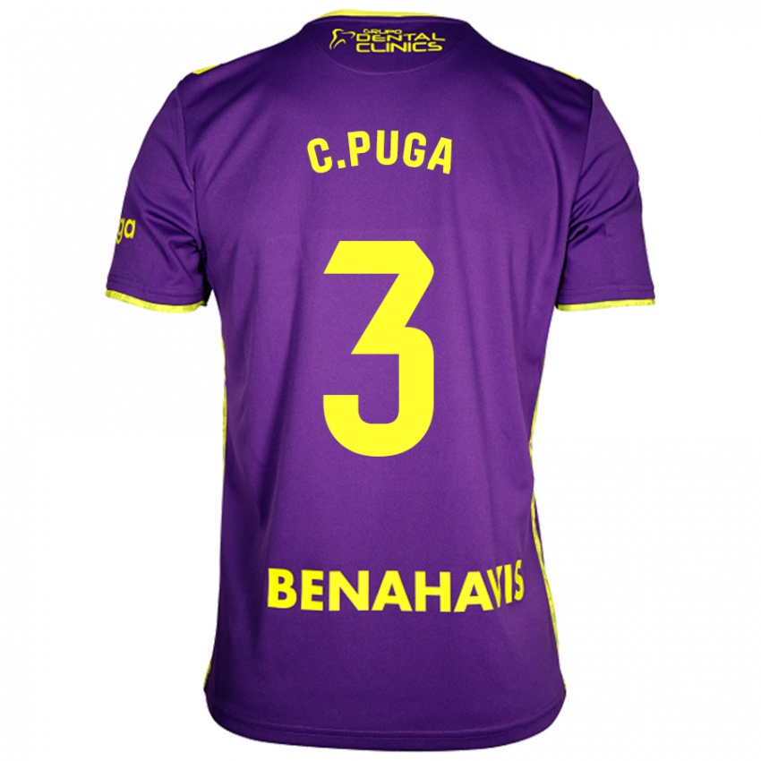 Niño Camiseta Carlos Puga #3 Púrpura Amarillo 2ª Equipación 2024/25 La Camisa