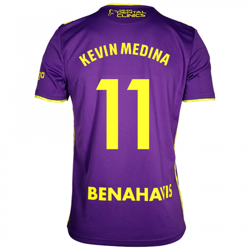 Niño Camiseta Kevin Medina #11 Púrpura Amarillo 2ª Equipación 2024/25 La Camisa