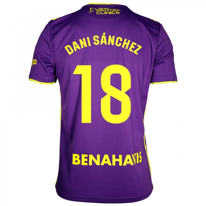 Niño Camiseta Dani Sánchez #18 Púrpura Amarillo 2ª Equipación 2024/25 La Camisa