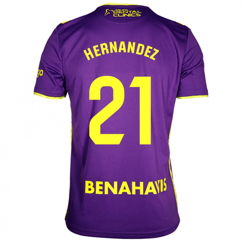 Niño Camiseta Juan Hernández #21 Púrpura Amarillo 2ª Equipación 2024/25 La Camisa