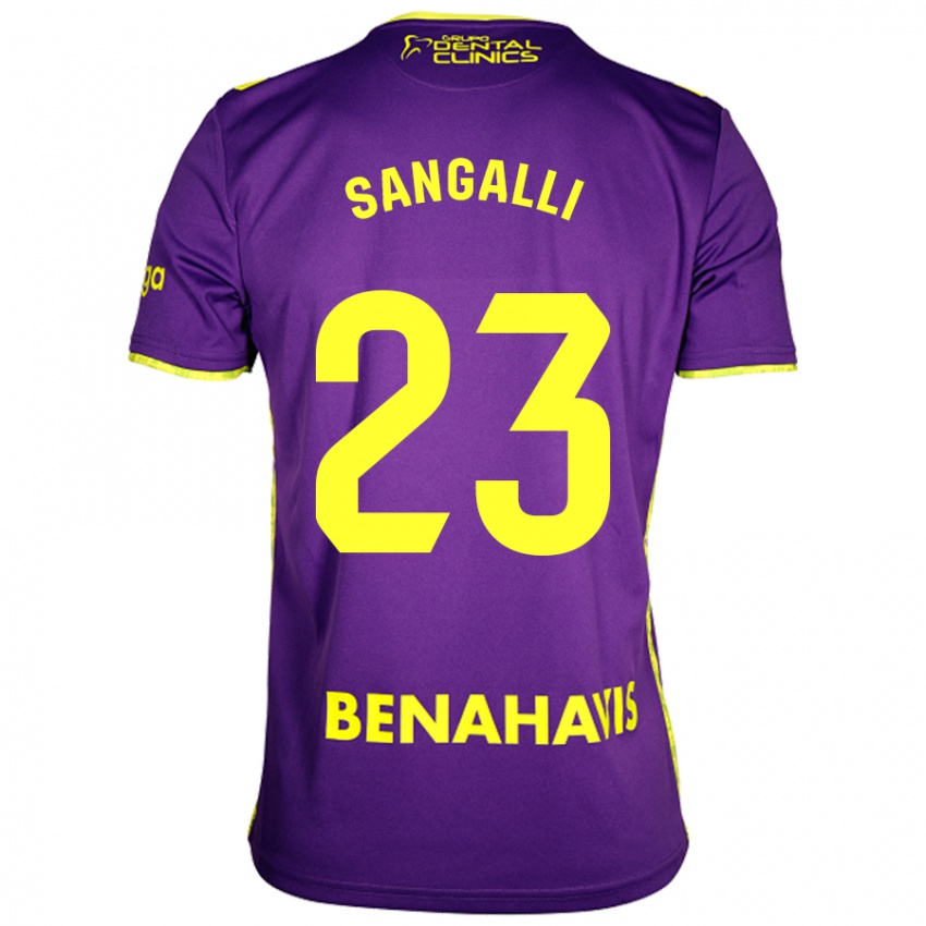 Niño Camiseta Luca Sangalli #23 Púrpura Amarillo 2ª Equipación 2024/25 La Camisa