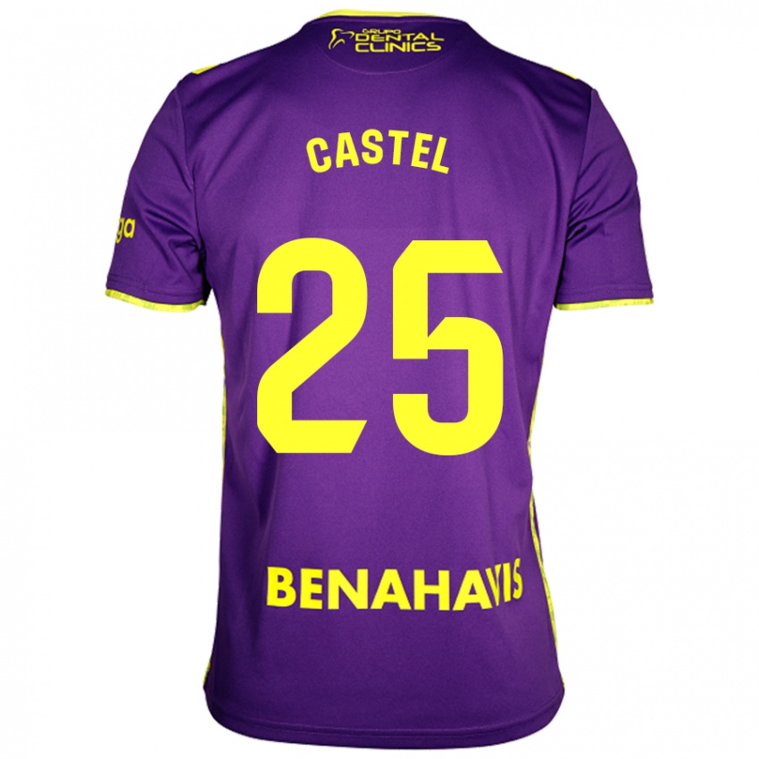 Niño Camiseta Sergio Castel #25 Púrpura Amarillo 2ª Equipación 2024/25 La Camisa