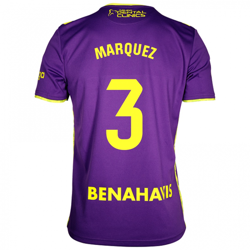 Niño Camiseta David Márquez #3 Púrpura Amarillo 2ª Equipación 2024/25 La Camisa