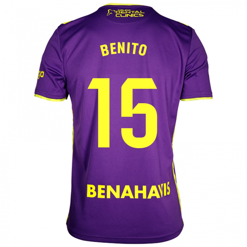 Niño Camiseta Iván Benito #15 Púrpura Amarillo 2ª Equipación 2024/25 La Camisa