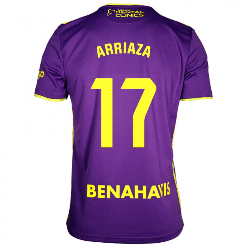 Niño Camiseta Pablo Arriaza #17 Púrpura Amarillo 2ª Equipación 2024/25 La Camisa