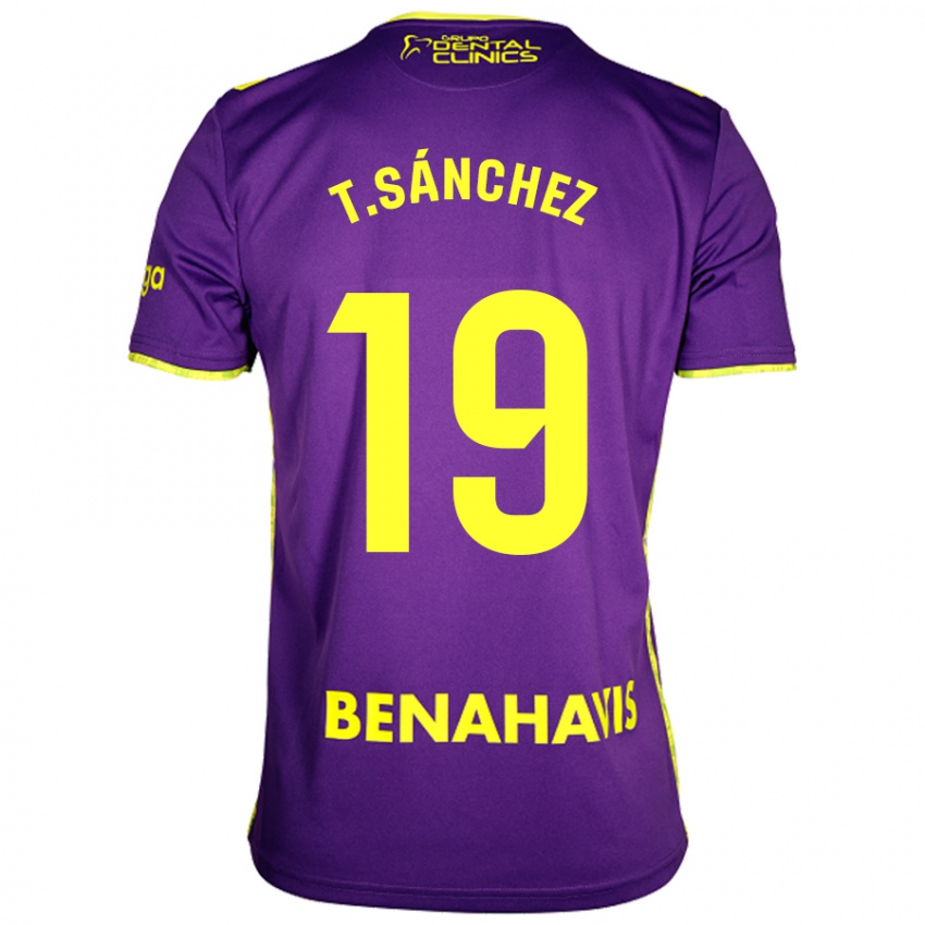 Niño Camiseta Toni Sánchez #19 Púrpura Amarillo 2ª Equipación 2024/25 La Camisa