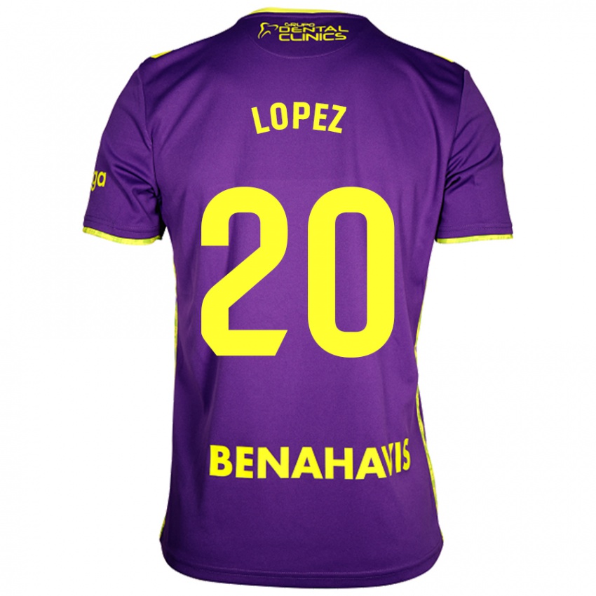 Niño Camiseta Adri López #20 Púrpura Amarillo 2ª Equipación 2024/25 La Camisa