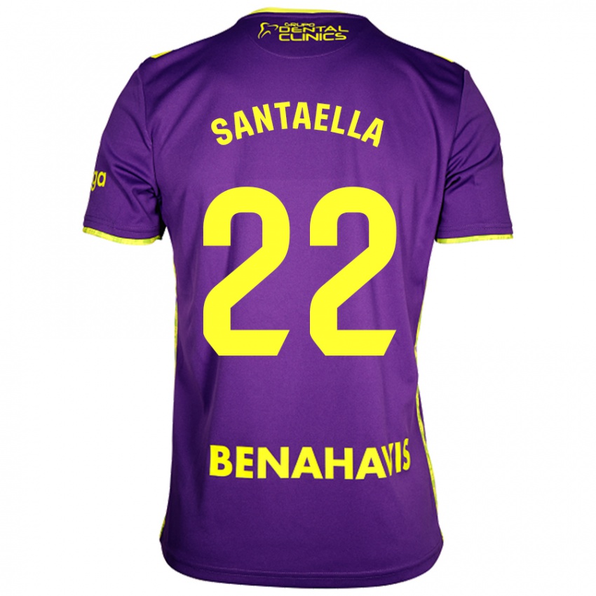 Niño Camiseta Miguel Ángel Santaella #22 Púrpura Amarillo 2ª Equipación 2024/25 La Camisa