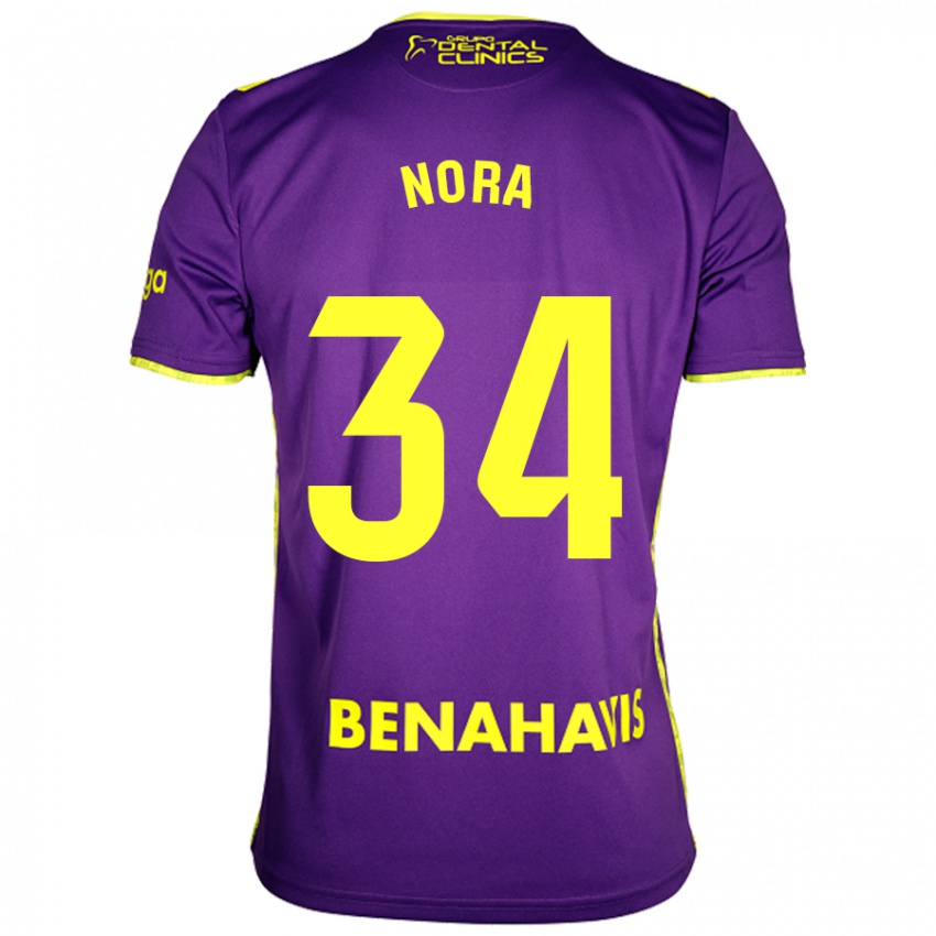 Niño Camiseta Nora #34 Púrpura Amarillo 2ª Equipación 2024/25 La Camisa