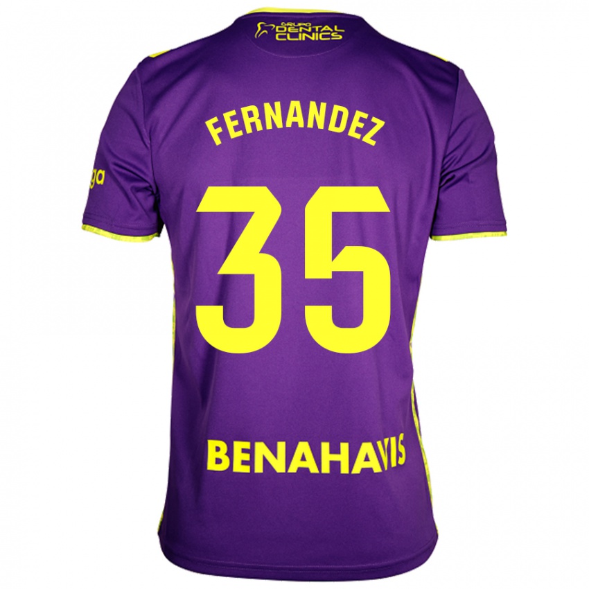 Niño Camiseta Inés Fernández #35 Púrpura Amarillo 2ª Equipación 2024/25 La Camisa