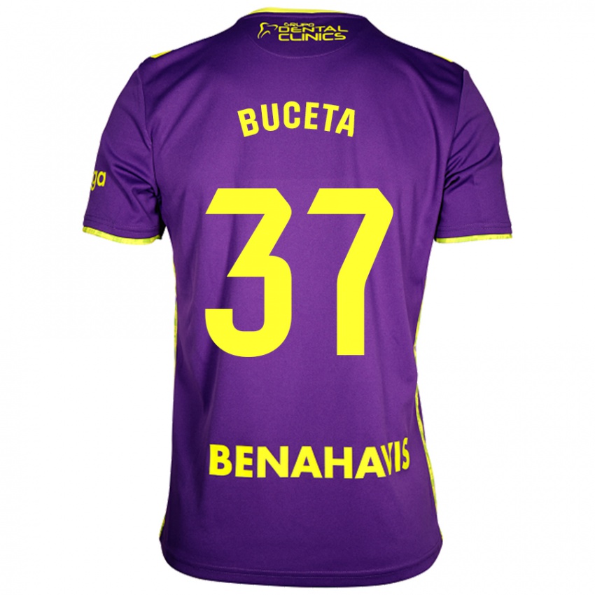 Niño Camiseta Ana Buceta #37 Púrpura Amarillo 2ª Equipación 2024/25 La Camisa