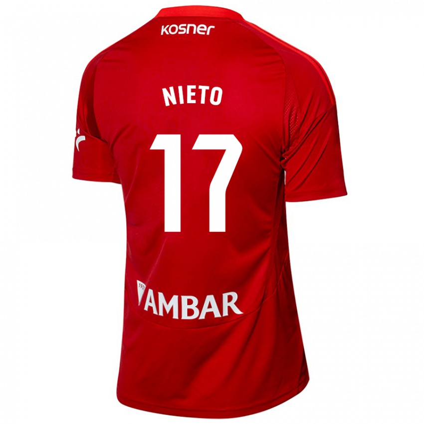 Niño Camiseta Carlos Nieto #17 Blanco Azul 2ª Equipación 2024/25 La Camisa