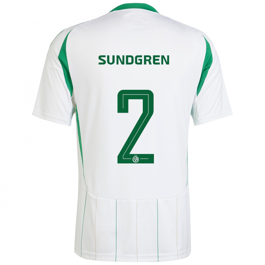 Niño Camiseta Daniel Sundgren #2 Blanco Verde 2ª Equipación 2024/25 La Camisa