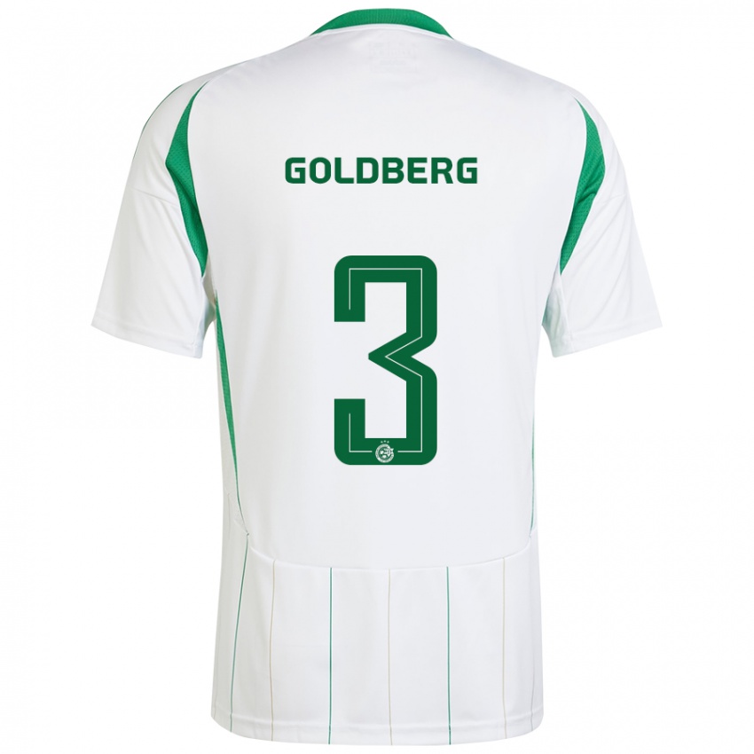 Niño Camiseta Shon Goldberg #3 Blanco Verde 2ª Equipación 2024/25 La Camisa