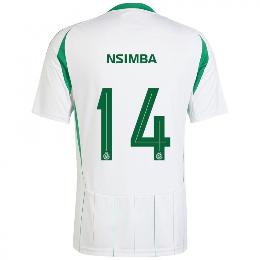 Niño Camiseta Vital Nsimba #14 Blanco Verde 2ª Equipación 2024/25 La Camisa