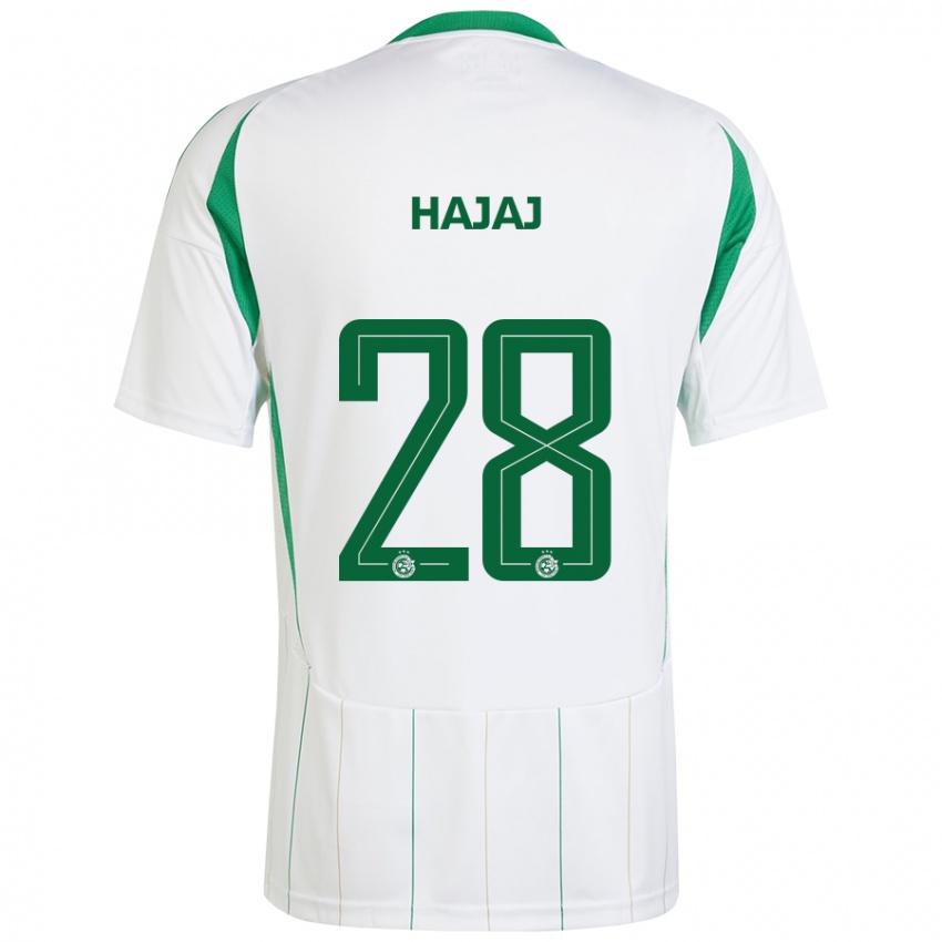 Niño Camiseta Ilay Hajaj #28 Blanco Verde 2ª Equipación 2024/25 La Camisa