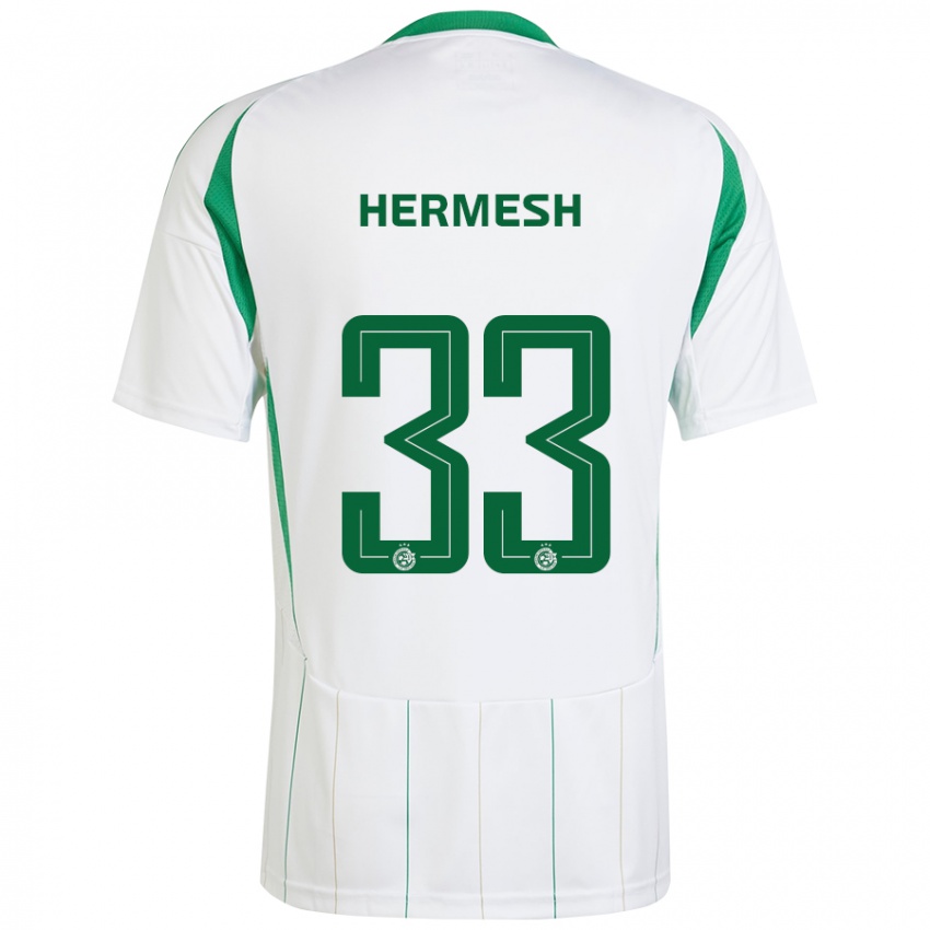 Niño Camiseta Liam Hermesh #33 Blanco Verde 2ª Equipación 2024/25 La Camisa