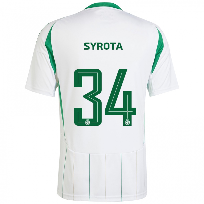 Niño Camiseta Oleksandr Syrota #34 Blanco Verde 2ª Equipación 2024/25 La Camisa