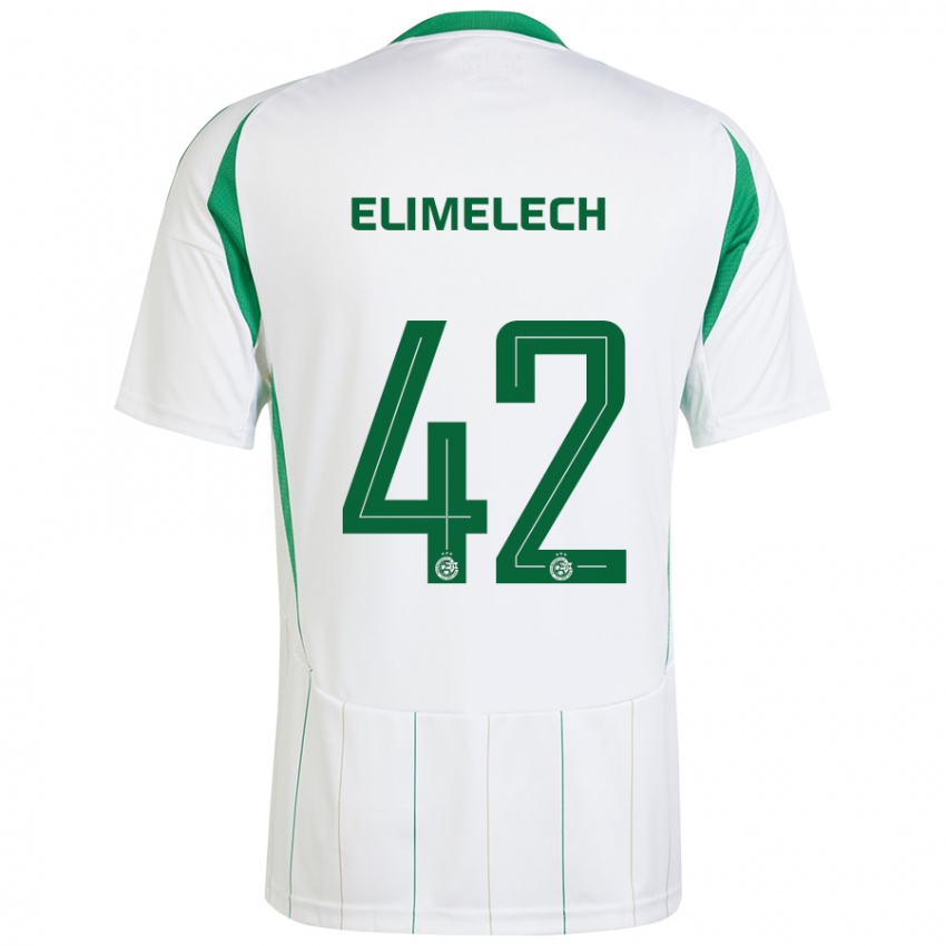 Niño Camiseta Roey Elimelech #42 Blanco Verde 2ª Equipación 2024/25 La Camisa