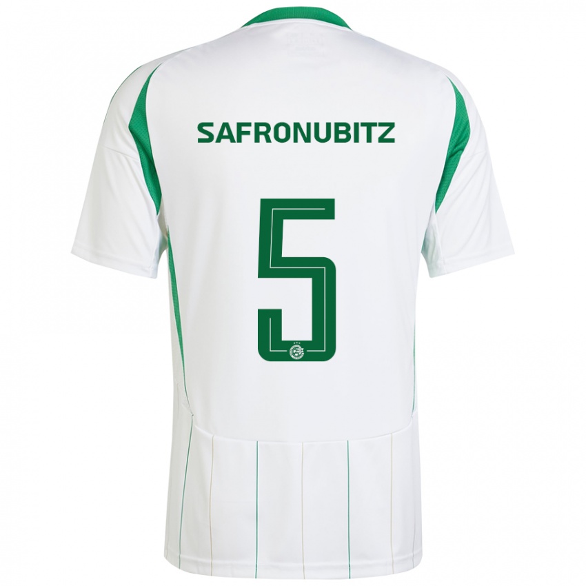 Niño Camiseta Dan Safronubitz #5 Blanco Verde 2ª Equipación 2024/25 La Camisa