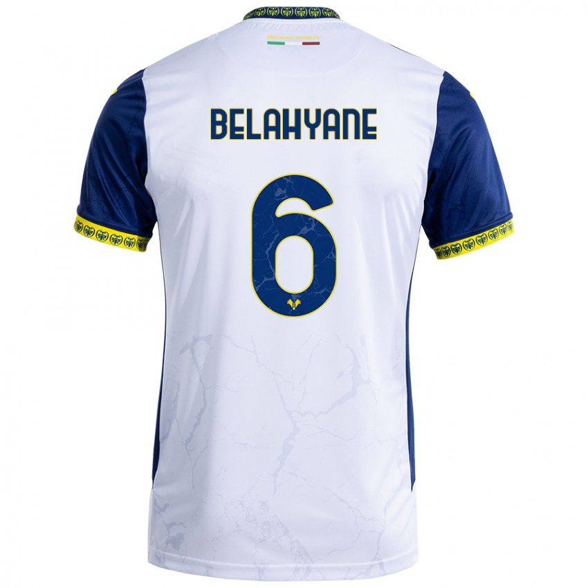 Niño Camiseta Reda Belahyane #6 Blanco Azul 2ª Equipación 2024/25 La Camisa