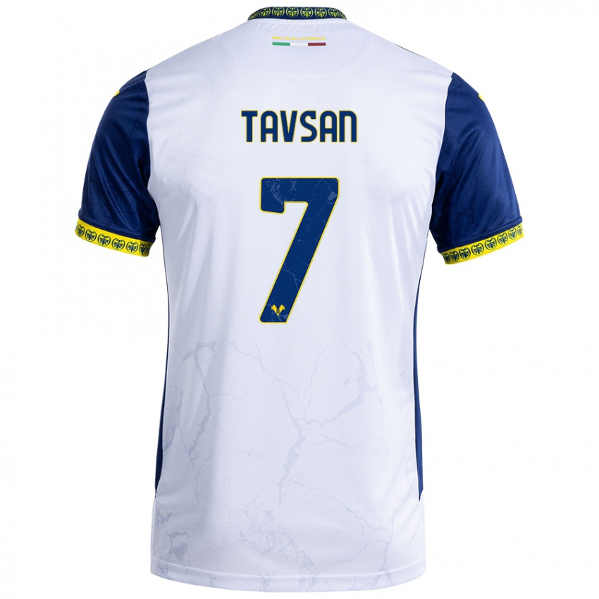 Niño Camiseta Elayis Tavsan #7 Blanco Azul 2ª Equipación 2024/25 La Camisa