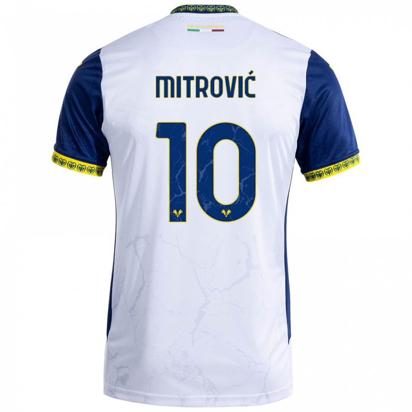 Niño Camiseta Stefan Mitrović #10 Blanco Azul 2ª Equipación 2024/25 La Camisa