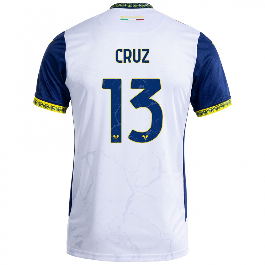 Niño Camiseta Juan Manuel Cruz #13 Blanco Azul 2ª Equipación 2024/25 La Camisa