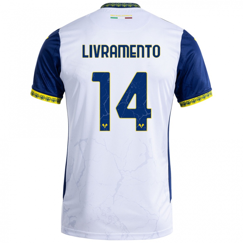 Niño Camiseta Dailon Rocha Livramento #14 Blanco Azul 2ª Equipación 2024/25 La Camisa