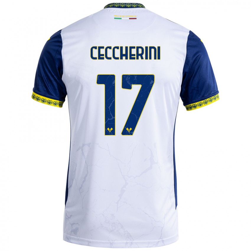 Niño Camiseta Federico Ceccherini #17 Blanco Azul 2ª Equipación 2024/25 La Camisa