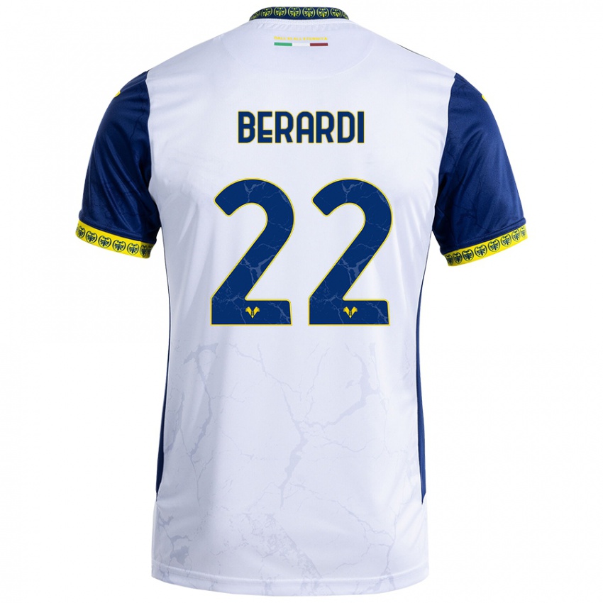 Niño Camiseta Alessandro Berardi #22 Blanco Azul 2ª Equipación 2024/25 La Camisa