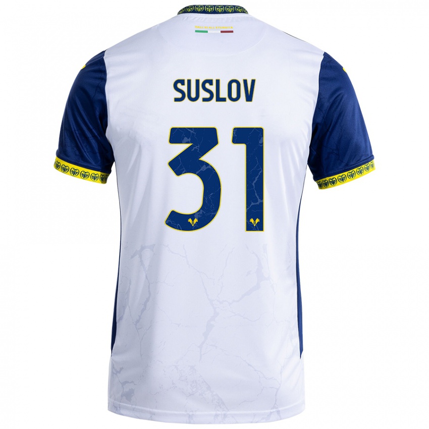 Niño Camiseta Tomas Suslov #31 Blanco Azul 2ª Equipación 2024/25 La Camisa