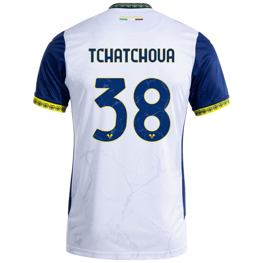 Niño Camiseta Jackson Tchatchoua #38 Blanco Azul 2ª Equipación 2024/25 La Camisa