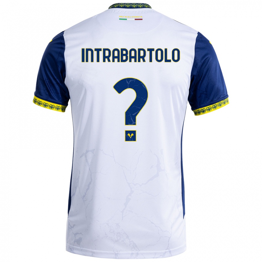 Niño Camiseta Denis Intrabartolo #0 Blanco Azul 2ª Equipación 2024/25 La Camisa