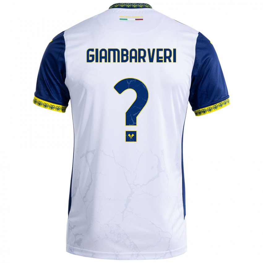 Niño Camiseta Mattia Giambarveri #0 Blanco Azul 2ª Equipación 2024/25 La Camisa