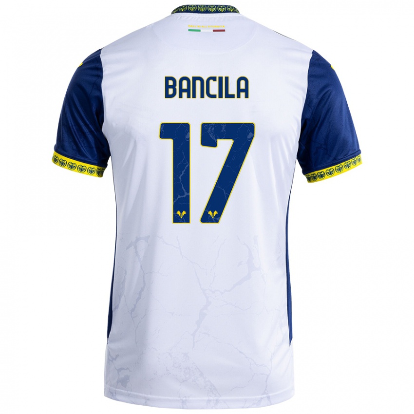 Niño Camiseta Darius Bancila #17 Blanco Azul 2ª Equipación 2024/25 La Camisa