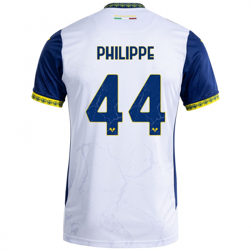 Niño Camiseta Mathis Philippe #44 Blanco Azul 2ª Equipación 2024/25 La Camisa