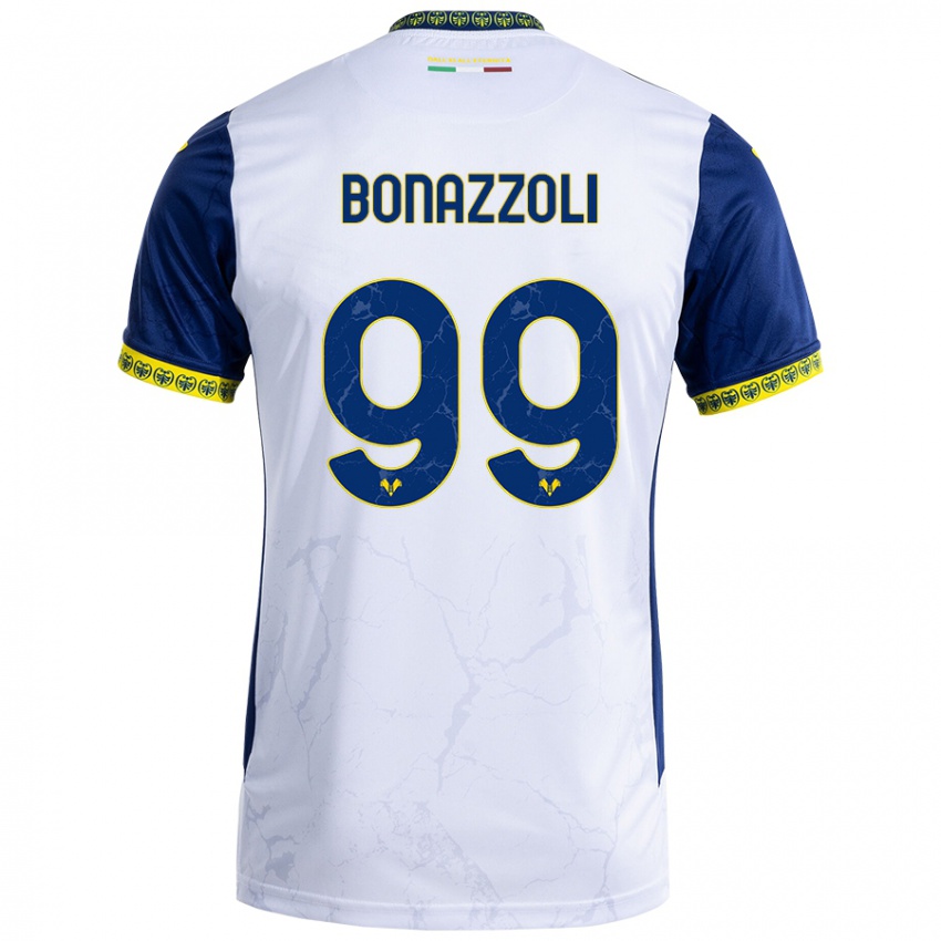 Niño Camiseta Federico Bonazzoli #99 Blanco Azul 2ª Equipación 2024/25 La Camisa