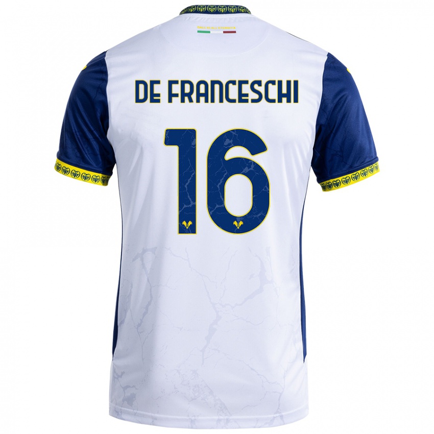 Niño Camiseta Edoardo De Franceschi #16 Blanco Azul 2ª Equipación 2024/25 La Camisa